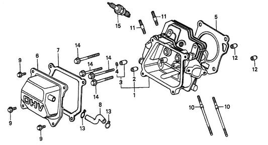 Honda GX160K1QXC9 — Cylinder Head Assembly Parts- MP115E, MP120E, MP1H 1.5 HP 1Ø ELECTRIC MOTOR, 2.0 HP 1Ø ELECTRIC MOTOR, 4.8 HP HONDA GASOLINE ENGINE