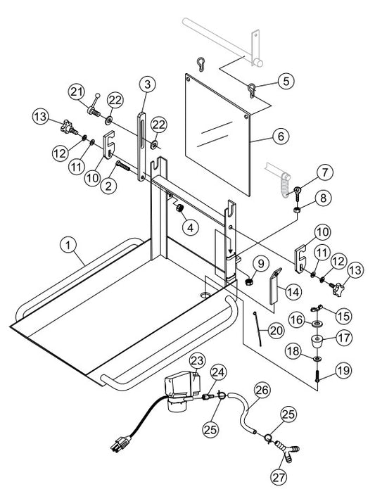 Tray Assembly Parts- MP115E, MP120E, MP1H 1.5 HP 1Ø ELECTRIC MOTOR, 2.0 HP 1Ø ELECTRIC MOTOR, 4.8 HP HONDA GASOLINE ENGINE