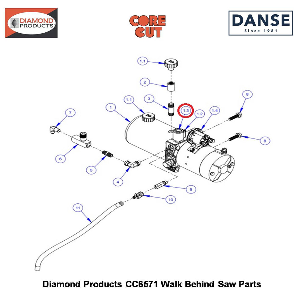 Stem Concentric Hyd.pump 2700244 Fits Core Cut CC6571 Walk Behind Saw By Diamond Products