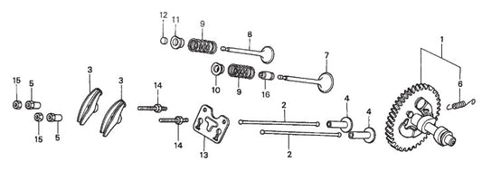 GX270QWH2 ENGINE —Camshaft Assembly Parts-MP25E1, MP25E3, MP2H 5 HP 1Ø ELECTRIC MOTOR, 5 HP 3Ø ELECTRIC MOTOR, 8.5 HP HONDA GASOLINE ENGINE