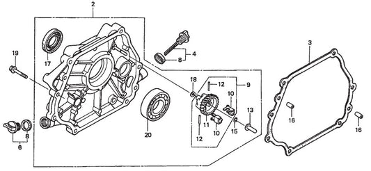 GX270QWH2 ENGINE —Crankcase Cover Assembly Parts-MP25E1, MP25E3, MP2H 5 HP 1Ø ELECTRIC MOTOR, 5 HP 3Ø ELECTRIC MOTOR, 8.5 HP HONDA GASOLINE ENGINE