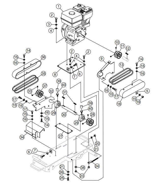 Engine Honda 4.8 H.P. Assembly Parts- MP115E, MP120E, MP1H 1.5 HP 1Ø ELECTRIC MOTOR, 2.0 HP 1Ø ELECTRIC MOTOR, 4.8 HP HONDA GASOLINE ENGINE
