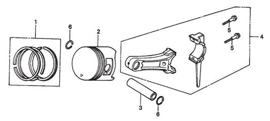 GX270QWH2 ENGINE —Piston Assembly Parts-MP25E1, MP25E3, MP2H 5 HP 1Ø ELECTRIC MOTOR, 5 HP 3Ø ELECTRIC MOTOR, 8.5 HP HONDA GASOLINE ENGINE