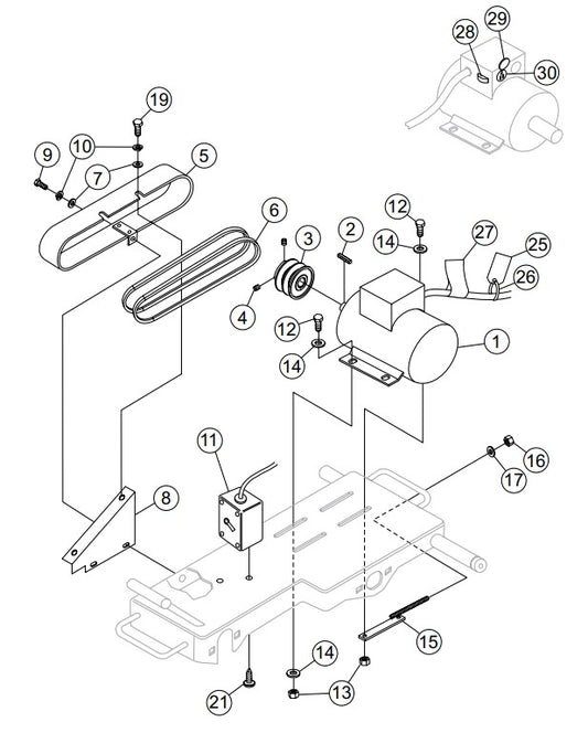 Electric Motor Assembly Parts- MP115E, MP120E, MP1H 1.5 HP 1Ø ELECTRIC MOTOR, 2.0 HP 1Ø ELECTRIC MOTOR, 4.8 HP HONDA GASOLINE ENGINE