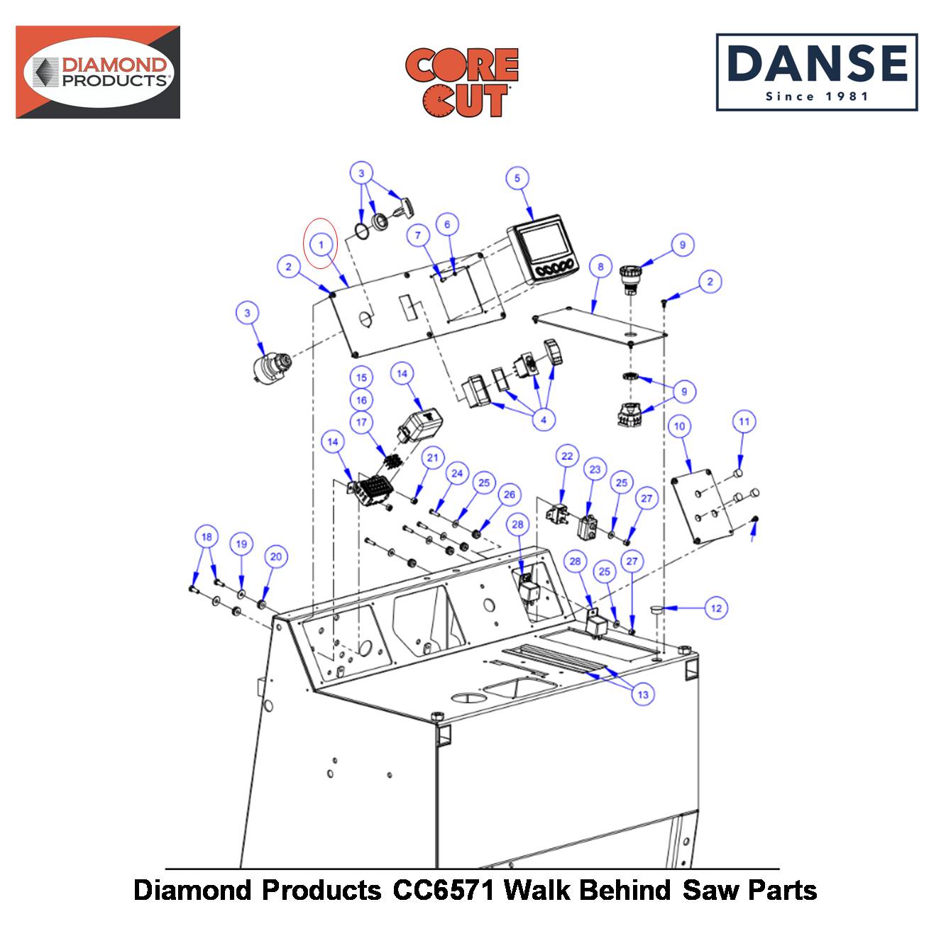 Diamond Products Instrument Panel 6019244 Fits Core Cut CC6571 Walk Behind Saw By Diamond Products