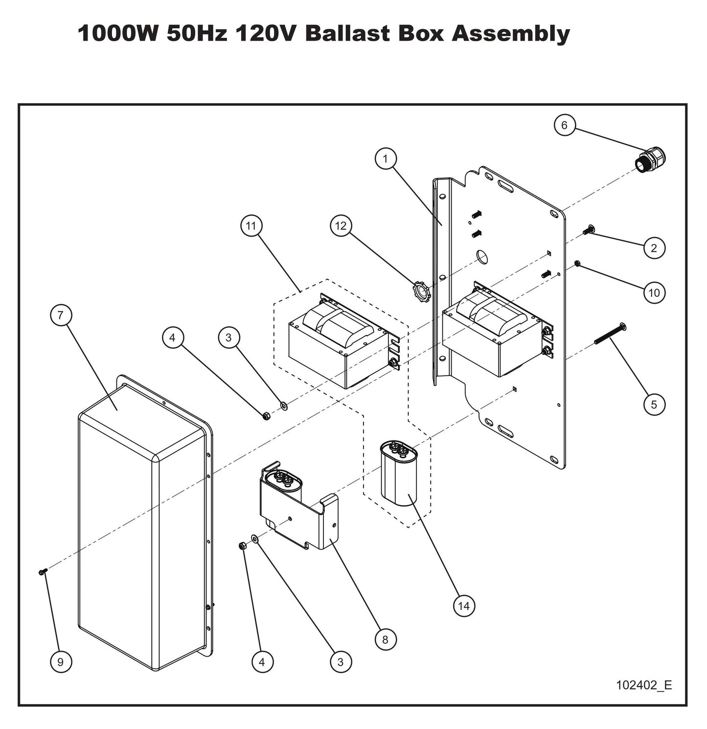 1000W 50Hz 120V Ballast Boxes Assembly Parts By Allmand