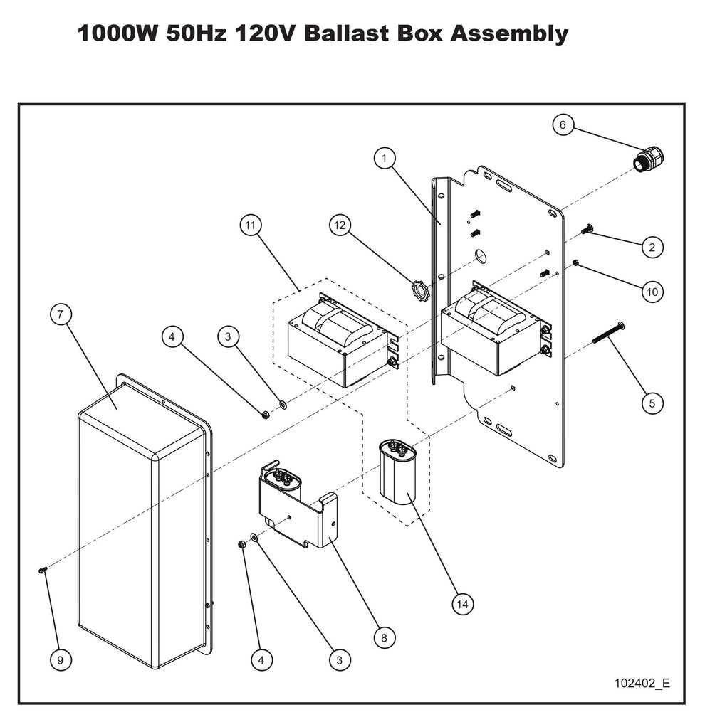1000W 50Hz 120V Ballast Boxes Assembly Parts By Allmand