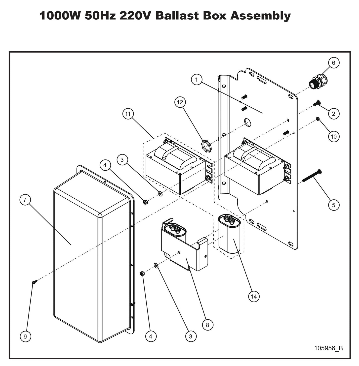 1000W 50Hz 220V Ballast Box Assembly Parts By Allmand