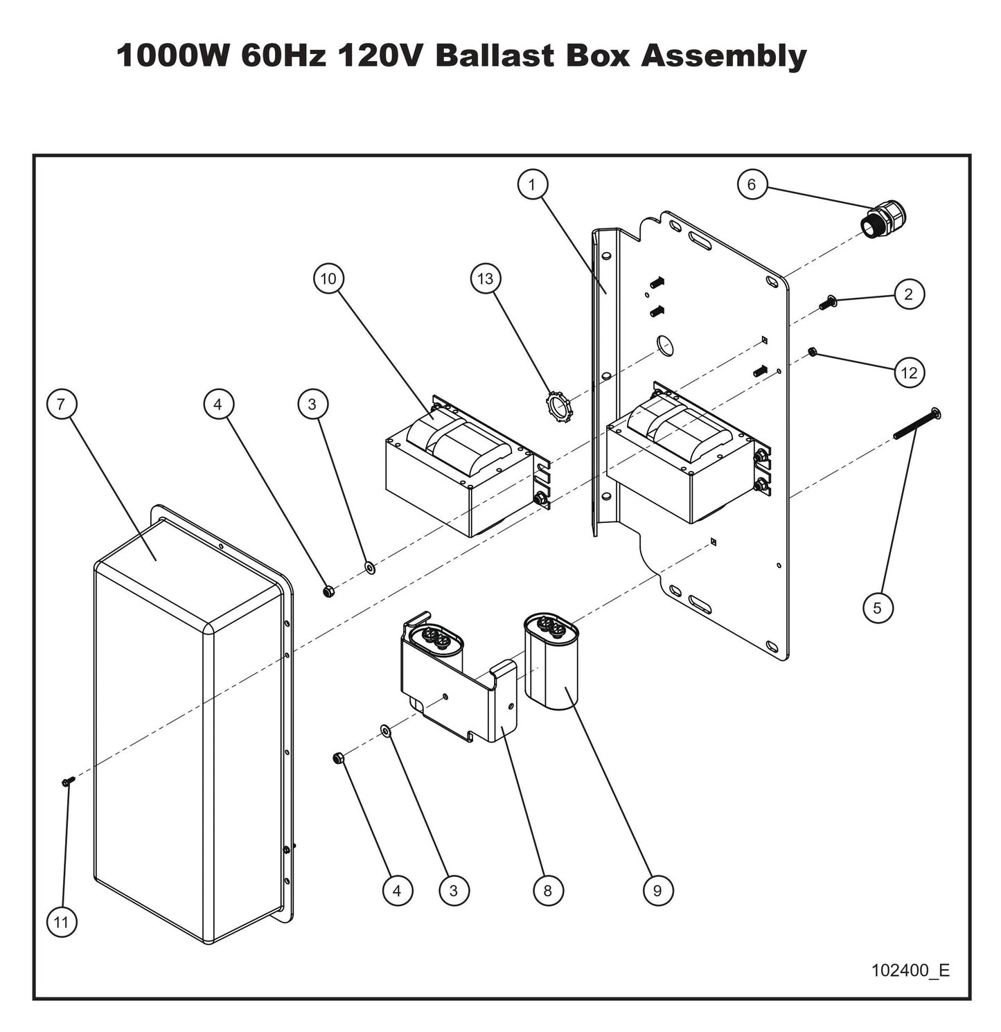 1000W 60Hz 120V Ballast Box Assembly Parts By Allmand