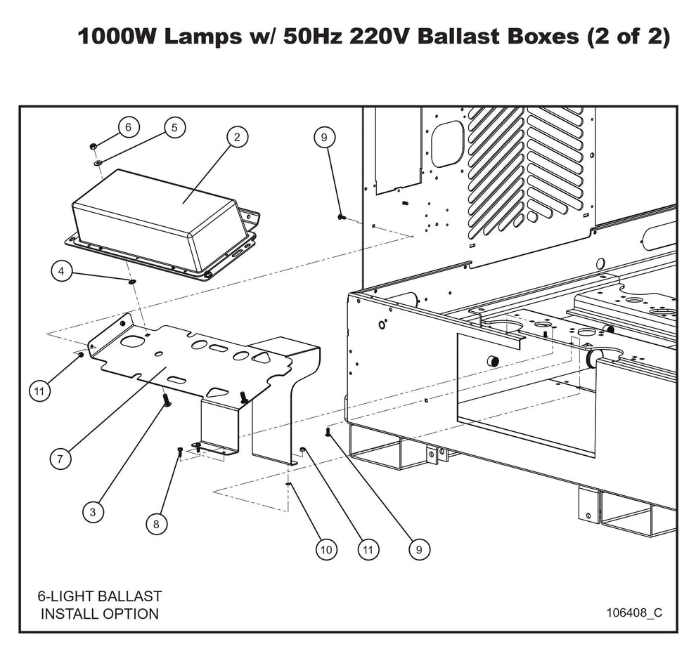 1000W Lamps W/50Hz 220V Ballast Boxes 2 Parts By Allmand