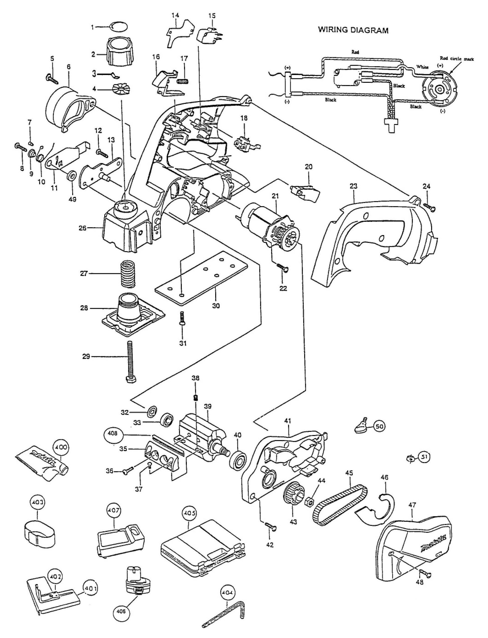 1051DWD Cordless Planer Parts By Makita