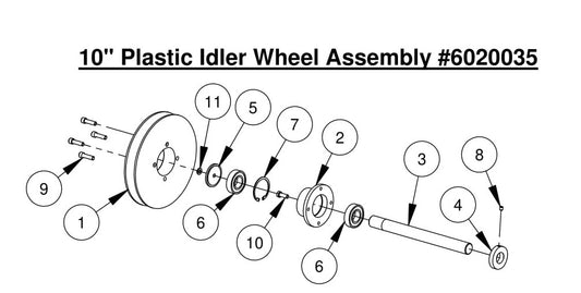 WS25 10&quot; Plastic Idler Wheel Assembly 