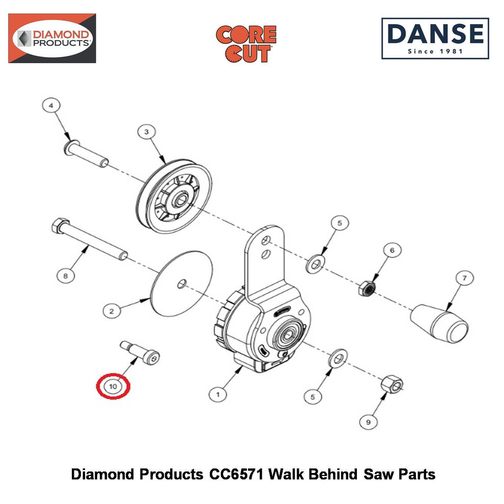 1/2"X1" Shoulder Screw 2900587 Fits Core Cut CC6571 Walk Behind Saw By Diamond Products