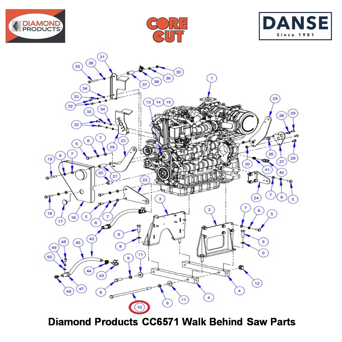 5/8-11X16" Hex Head Bolt 2901562 Fits Core Cut CC6571 Walk Behind Saw By Diamond Products