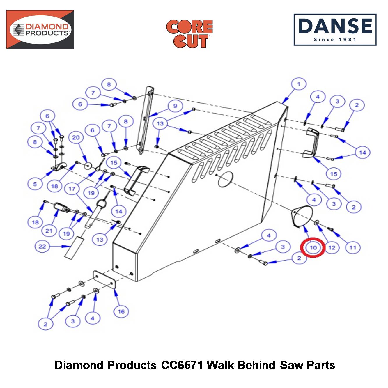 Swing Cover Plate W/label 6010768 Fits Core Cut CC6571 Walk Behind Saw By Diamond Products