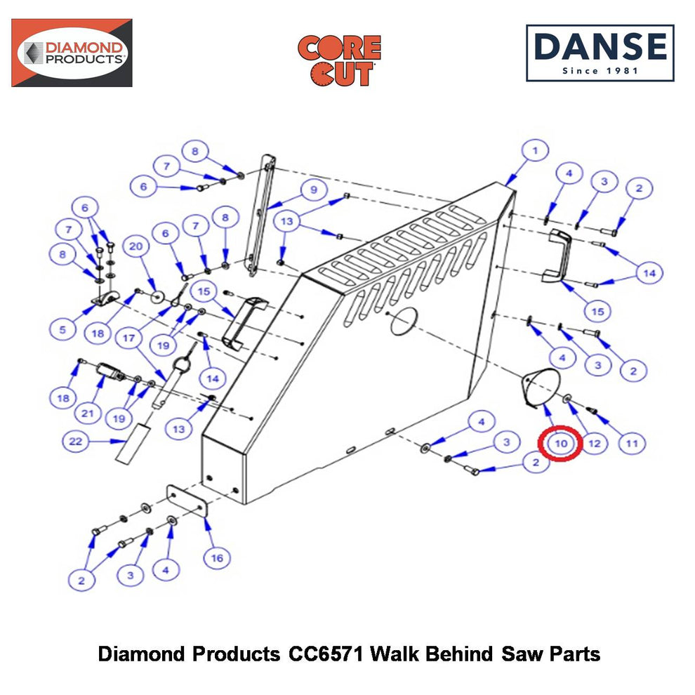 Swing Cover Plate W/label 6010768 Fits Core Cut CC6571 Walk Behind Saw By Diamond Products