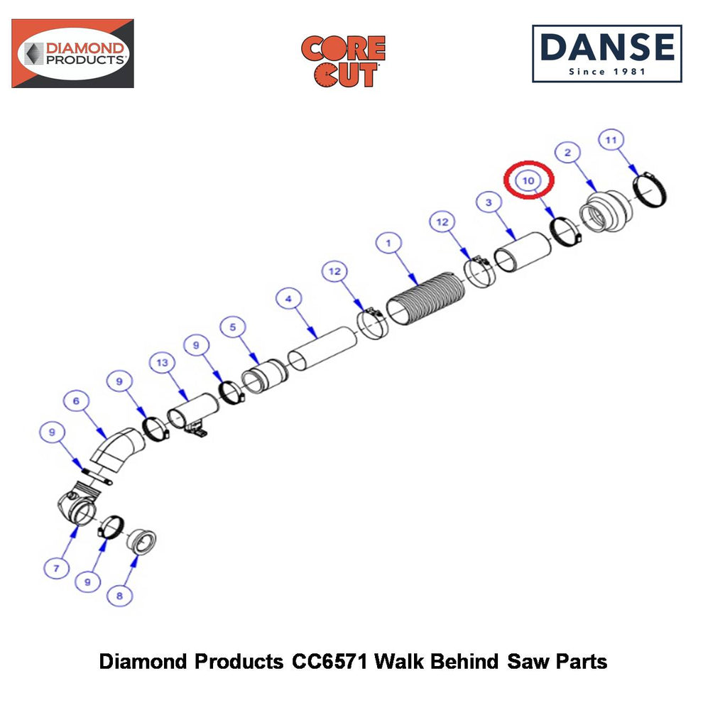 Hose Clamp #52 3200197 Fits Core Cut CC6571 Walk Behind Saw By Diamond Products
