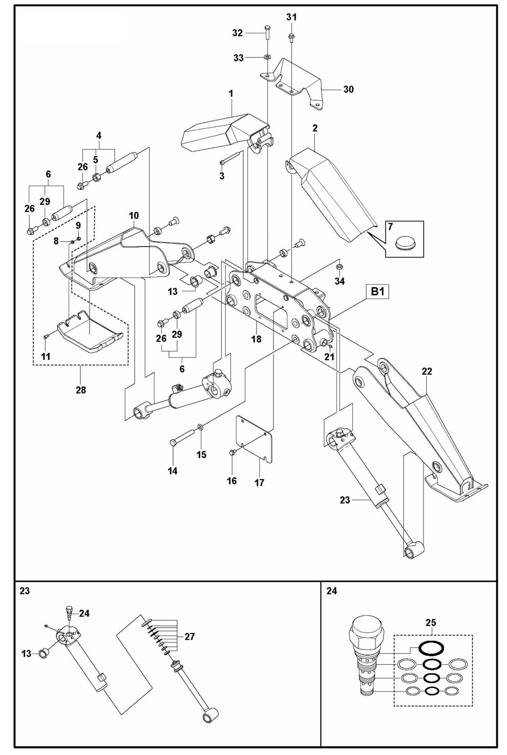 DXR 145 Support Legs Assembly Parts