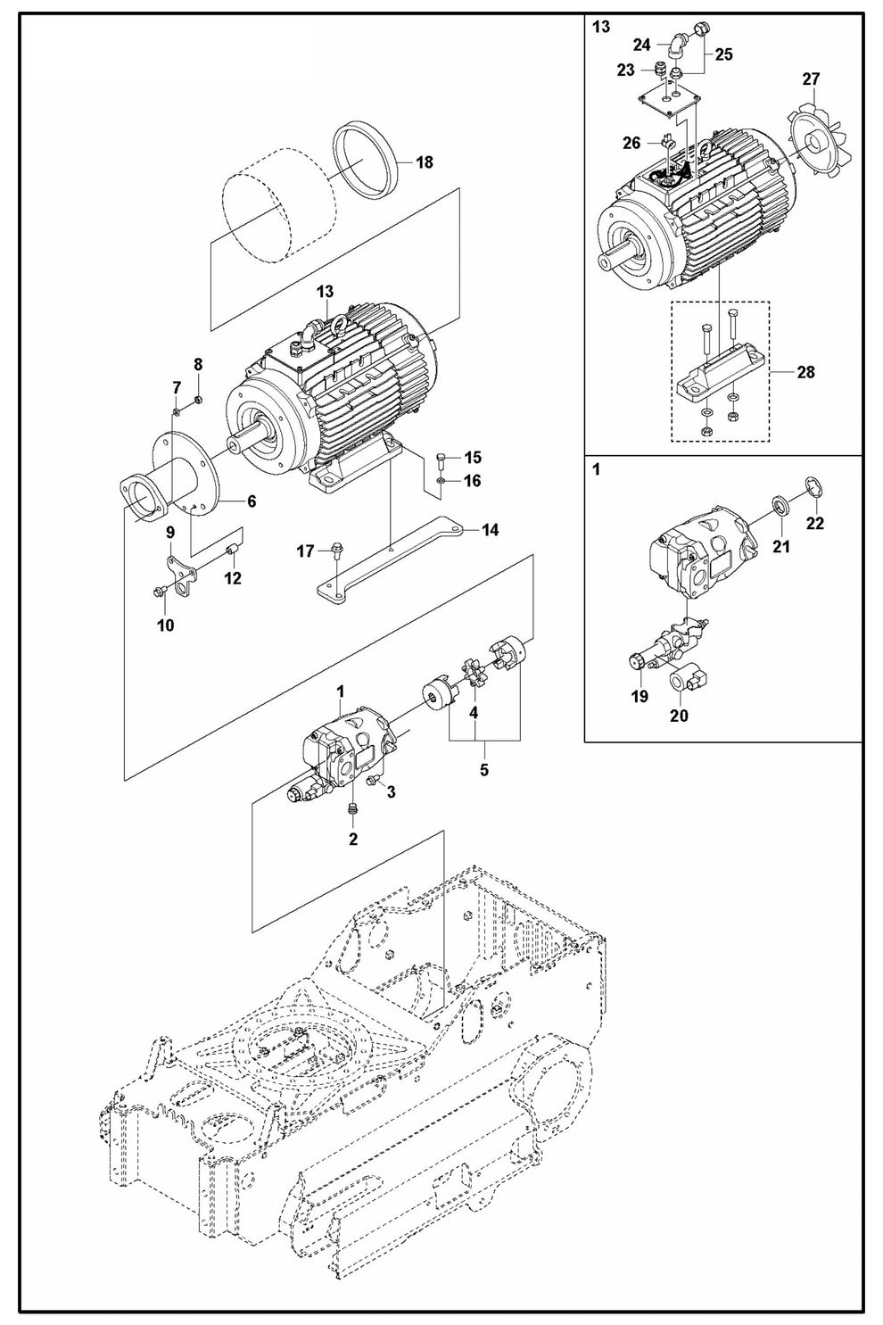 DXR 145 Hydraulic Pump - Motor Assembly Parts