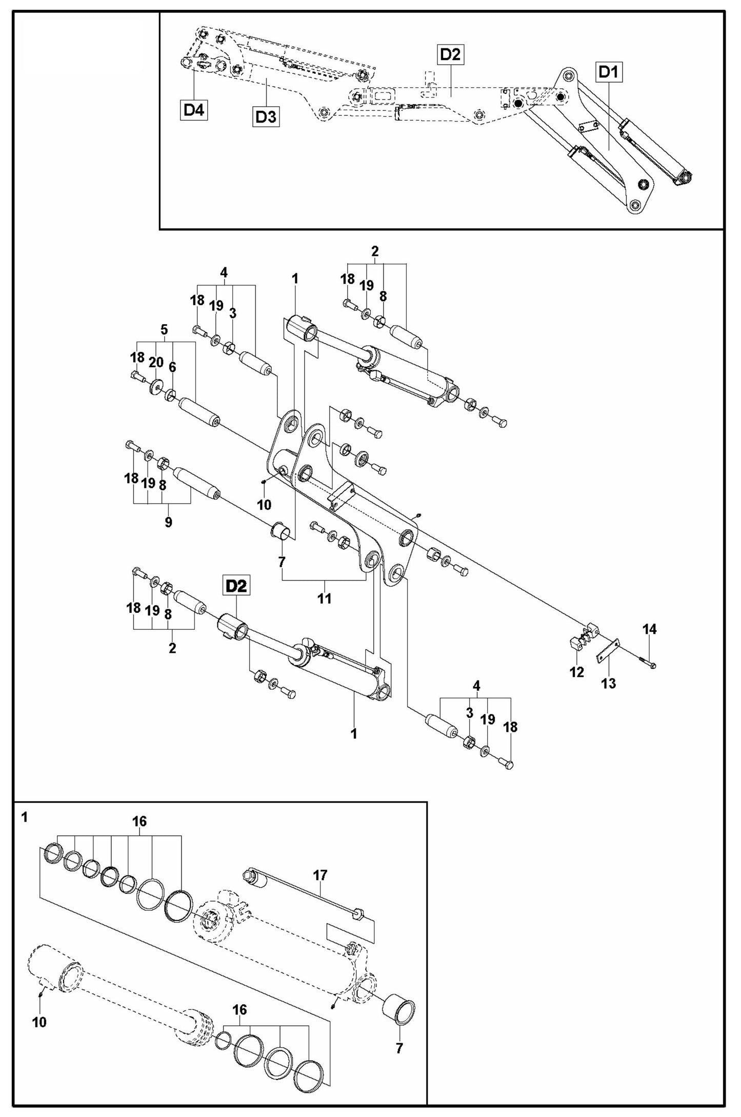 DXR 145 Arm One Assembly Parts