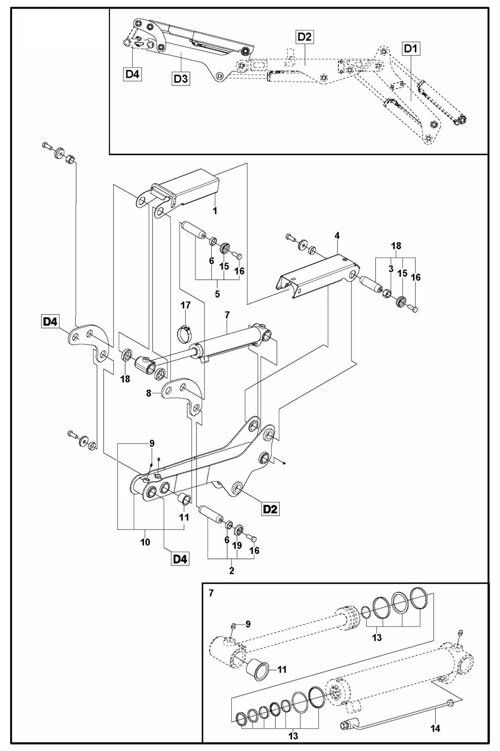 DXR 145 Arm Three Assembly Parts