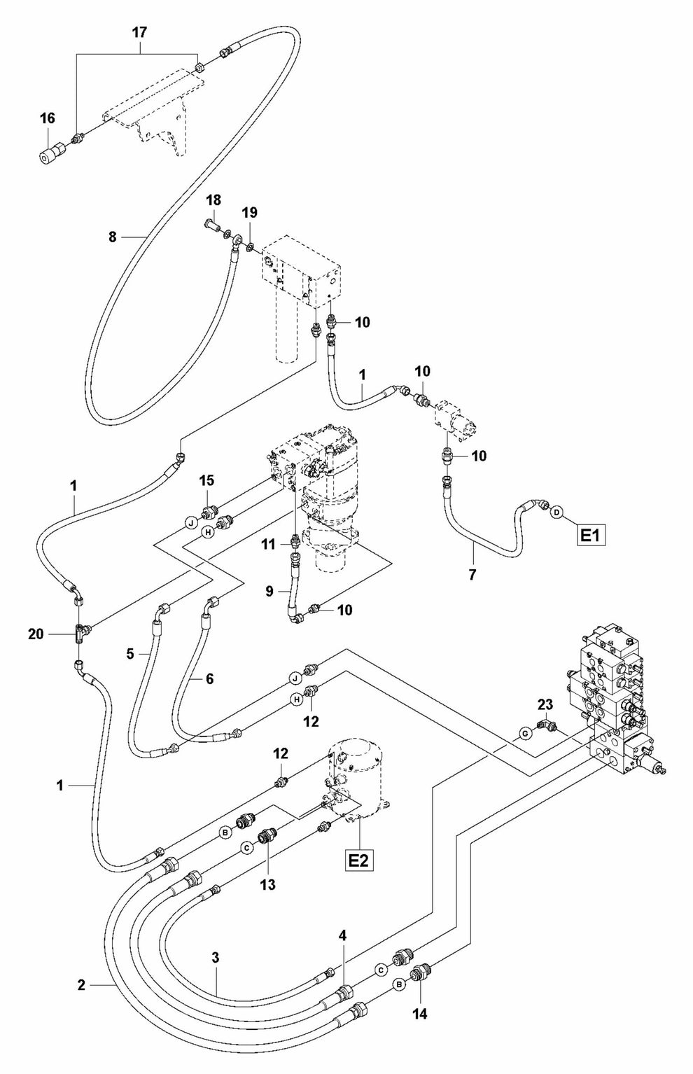 DXR 145 Hydraulic Hoses Base Plate Assembly Parts