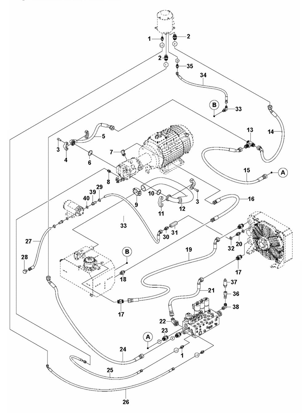 DXR 145 Hydraulic Hoses Power Pack Assembly Parts by Husqvarna
