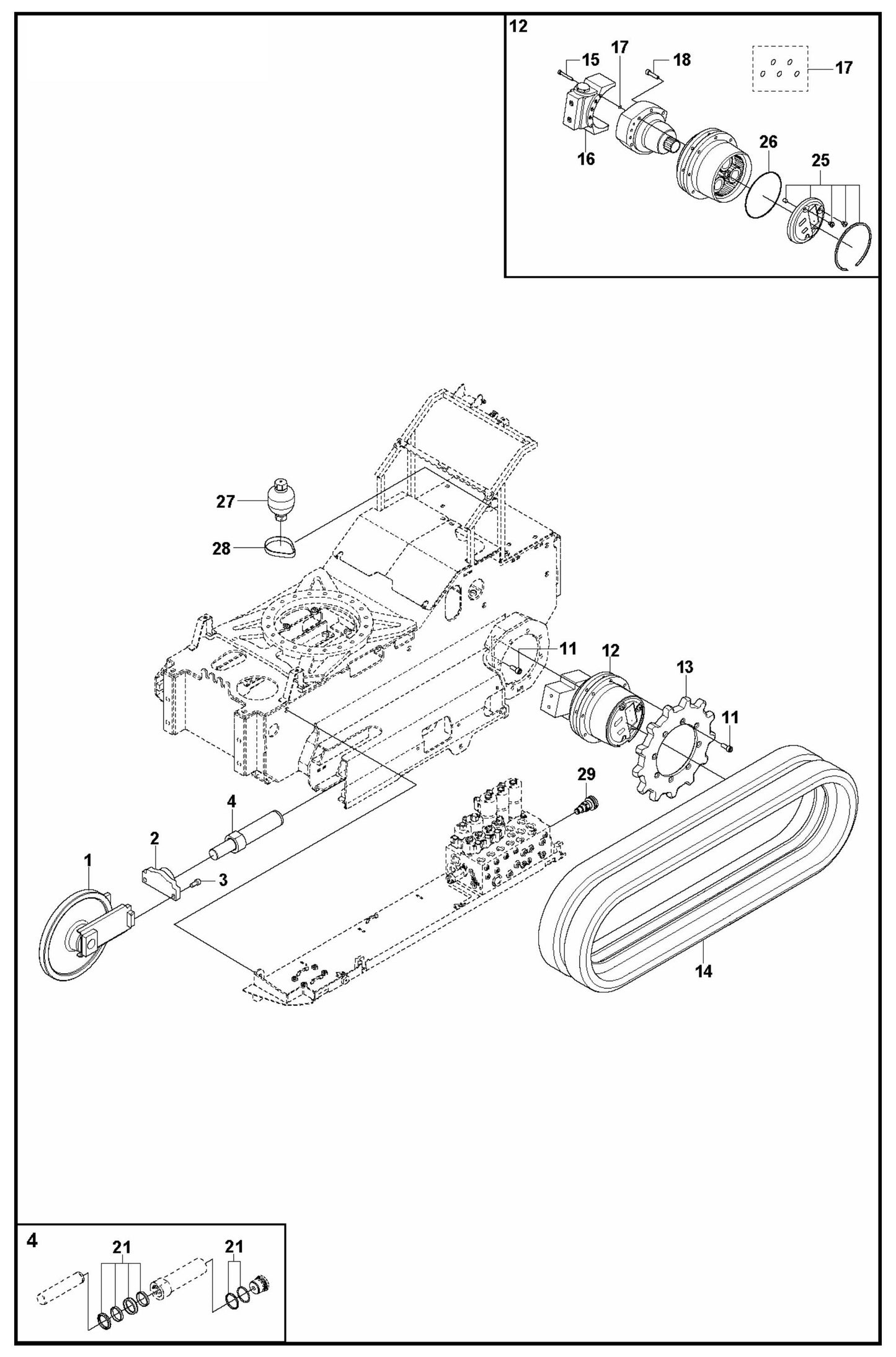 DXR 145 Track System Assembly Parts