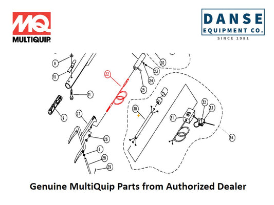 1115, 9175 Cable Standard Handle For J-Series Whiteman Walk-Behind Power Trowels By Multiquip