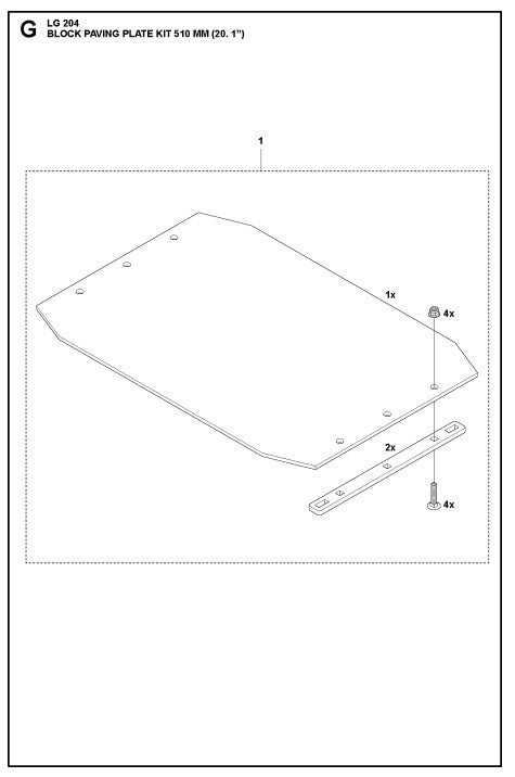 Block Paving Plate Kit 510 MM (20.1") Assembly Parts For LG 204 By Husqvarna
