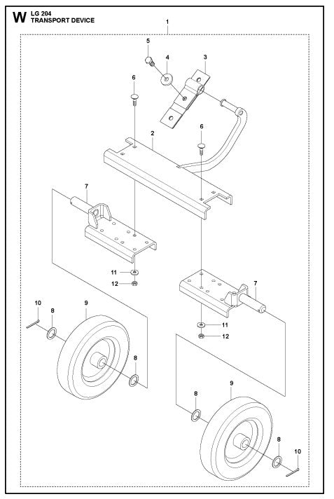 Transport Device Assembly Parts For LG 204 By Husqvarna