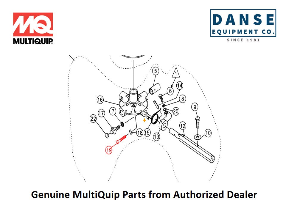 1167 A, 12097 SCREW, SQHS 3/8-16X1-3/4 CONE GRD 8 PT'D; USE 12097 For B-Series Whiteman Walk-Behind Power Trowels By Multiquip