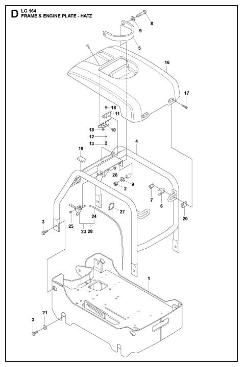 Frame And Engine Plate - Hatz Assembly Parts For LG 164 By Husqvarna