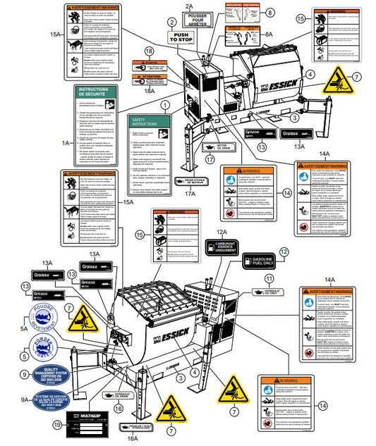 Nameplate and Decals Assembly Parts- PRO12C/PRO12E51C, PRO12E53C/PRO12E53-460VC HONDA GX390RT2-QNB2 GASOLINE ENGINE/ TECO WESTINGHOUSE 5HP ELECTRIC MOTOR