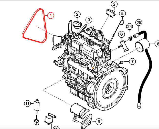 1183743 V-Belt for RX1575 Rammax Trench Roller by Multiquip 1183743
