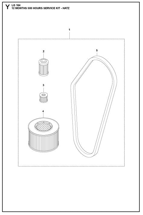 12 Months 500 Hours Service Kit - Hatz Assembly Parts For LG 164 By Husqvarna