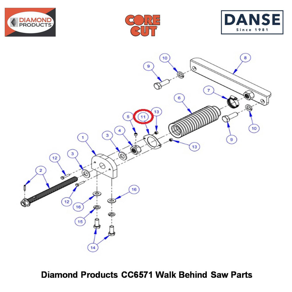 Bellows Mount Flange (CC6571) 6019028 Fits Core Cut CC6571 Walk Behind Saw By Diamond Products
