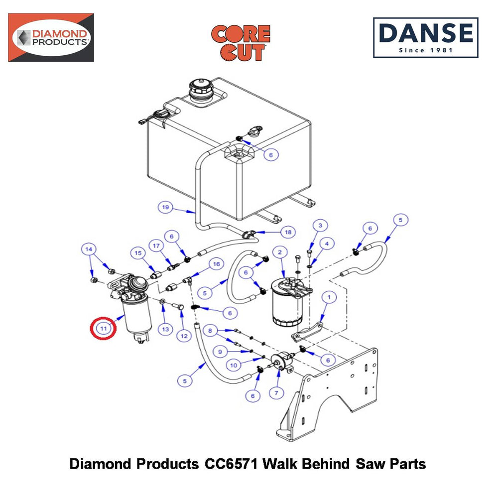 W.i.f. Switch Assy. Screws Onto The Bottom Of The Water Separator Cartridge 2808214 Fits Core Cut CC6571 Walk Behind Saw By Diamond Products