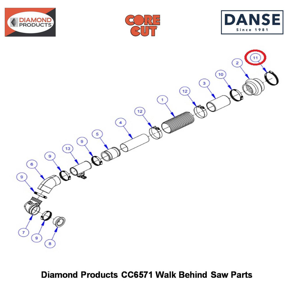Hose Clamp #64 3200198 Fits Core Cut CC6571 Walk Behind Saw By Diamond Products