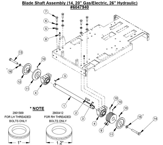 CC2500 Blade Shaft Assembly (14 - 20&quot; Hydraulic) 