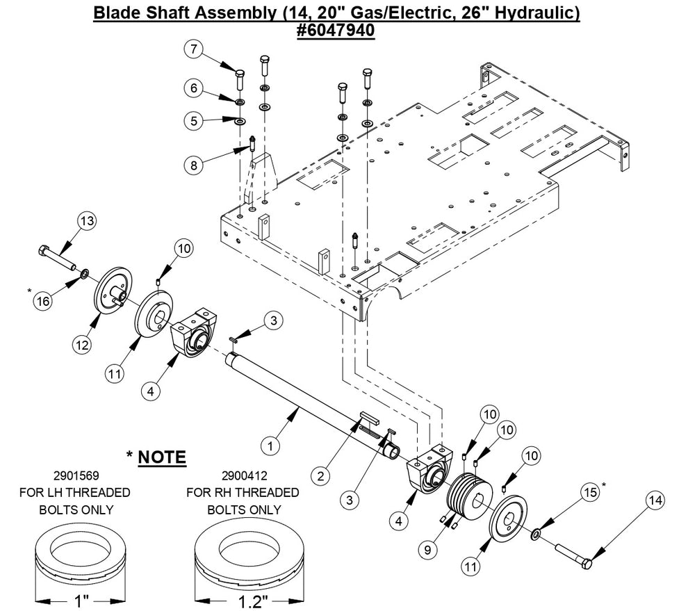 CC2500 Blade Shaft Assembly (14 - 20" Hydraulic) 