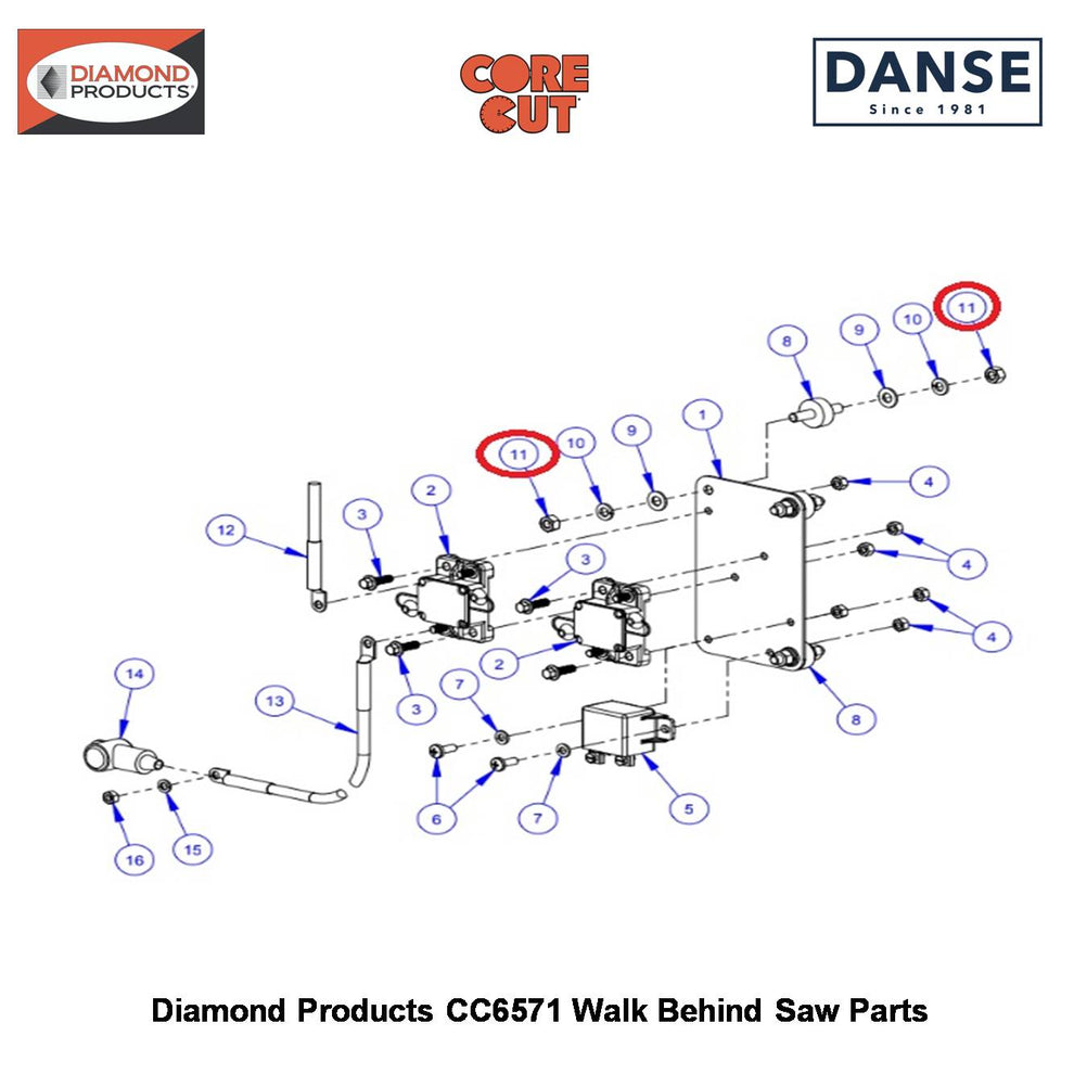 5/16-18 Hex Nut 2900141 Fits Core Cut CC6571 Walk Behind Saw By Diamond Products
