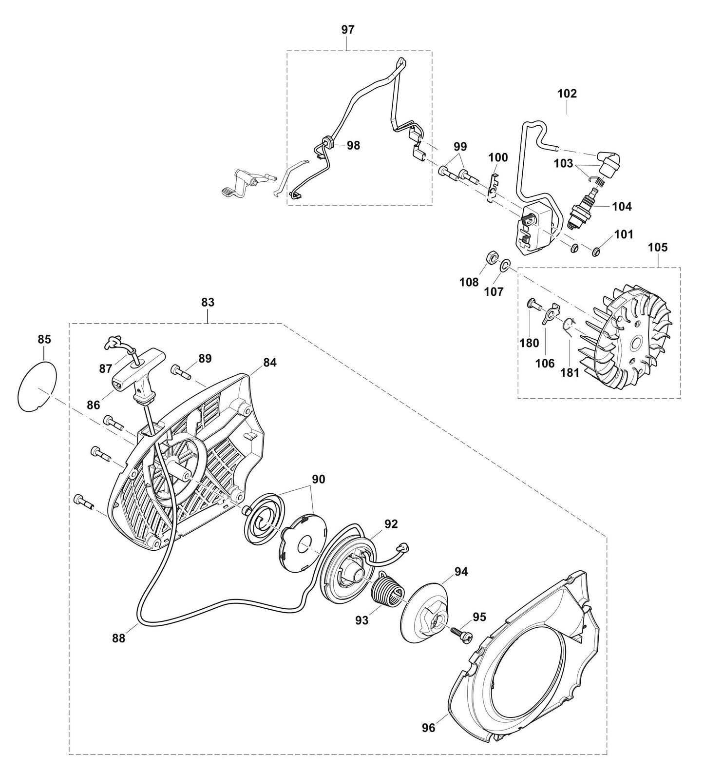 EK6101, PC-6114 Starter, Ignition Coil Assembly Parts