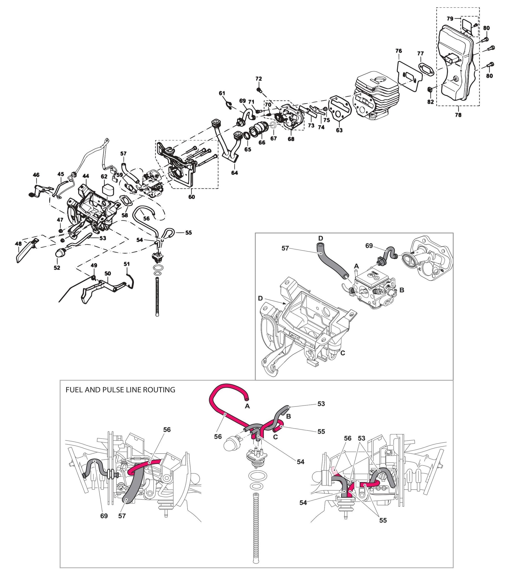 EK6101, PC-6114 Muffler, Connecting Muff Assembly Parts