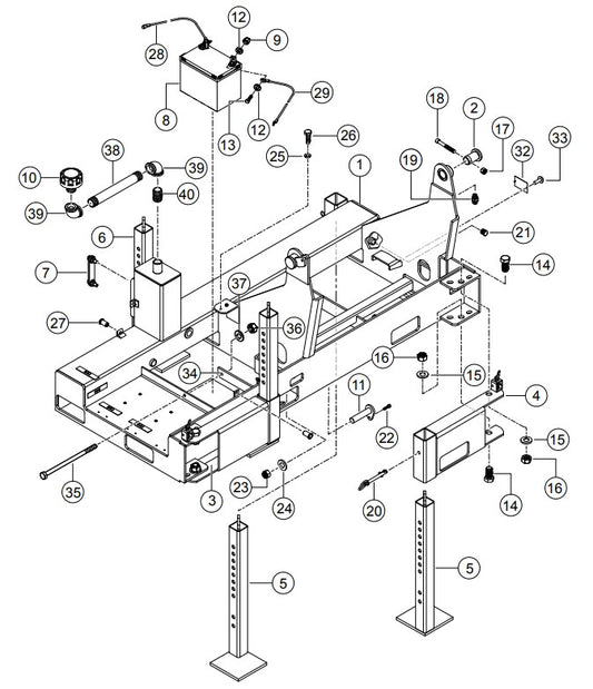 Frame Assembly Parts- PRO12C/PRO12E51C, PRO12E53C/PRO12E53-460VC HONDA GX390RT2-QNB2 GASOLINE ENGINE/ TECO WESTINGHOUSE 5HP ELECTRIC MOTOR