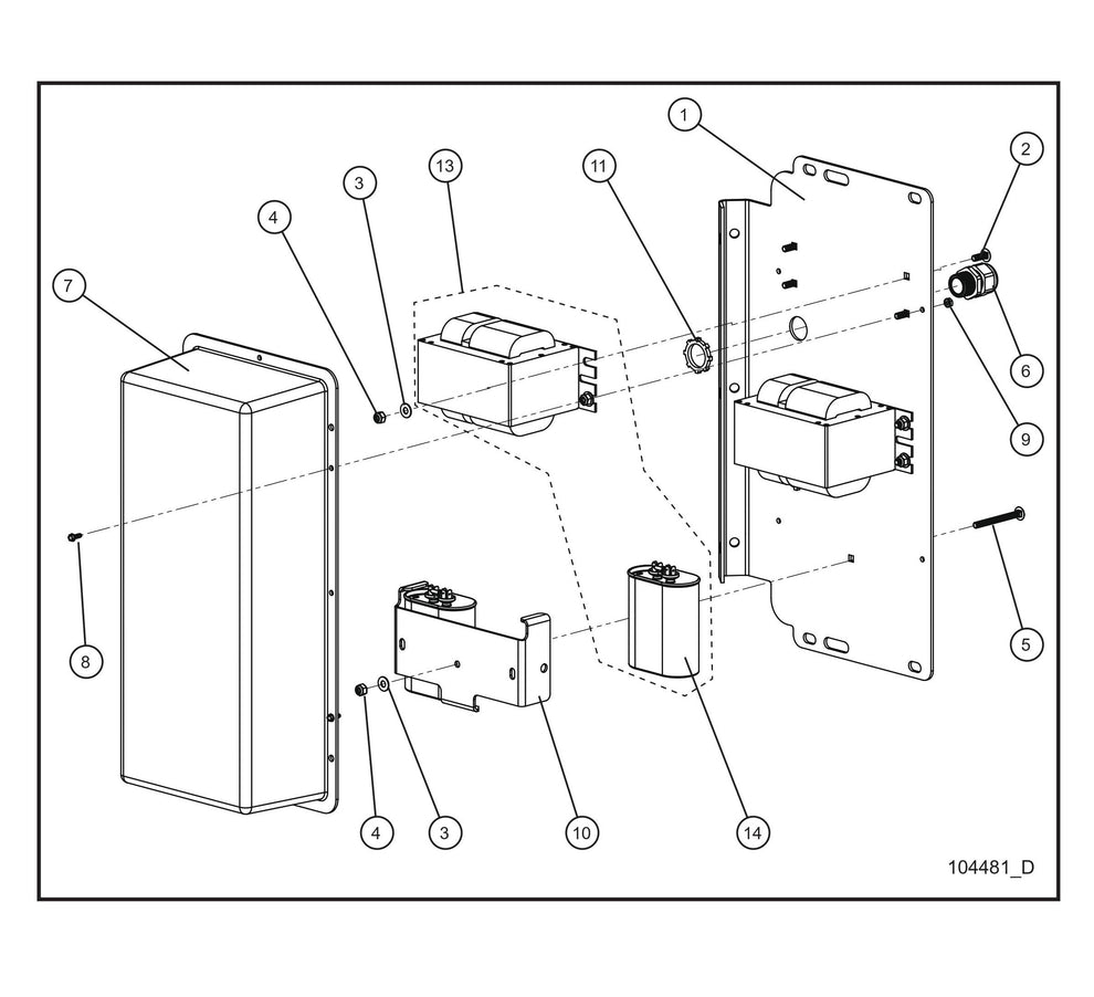 1250W 60Hz 120V Ballast Box Assembly Parts By Allmand