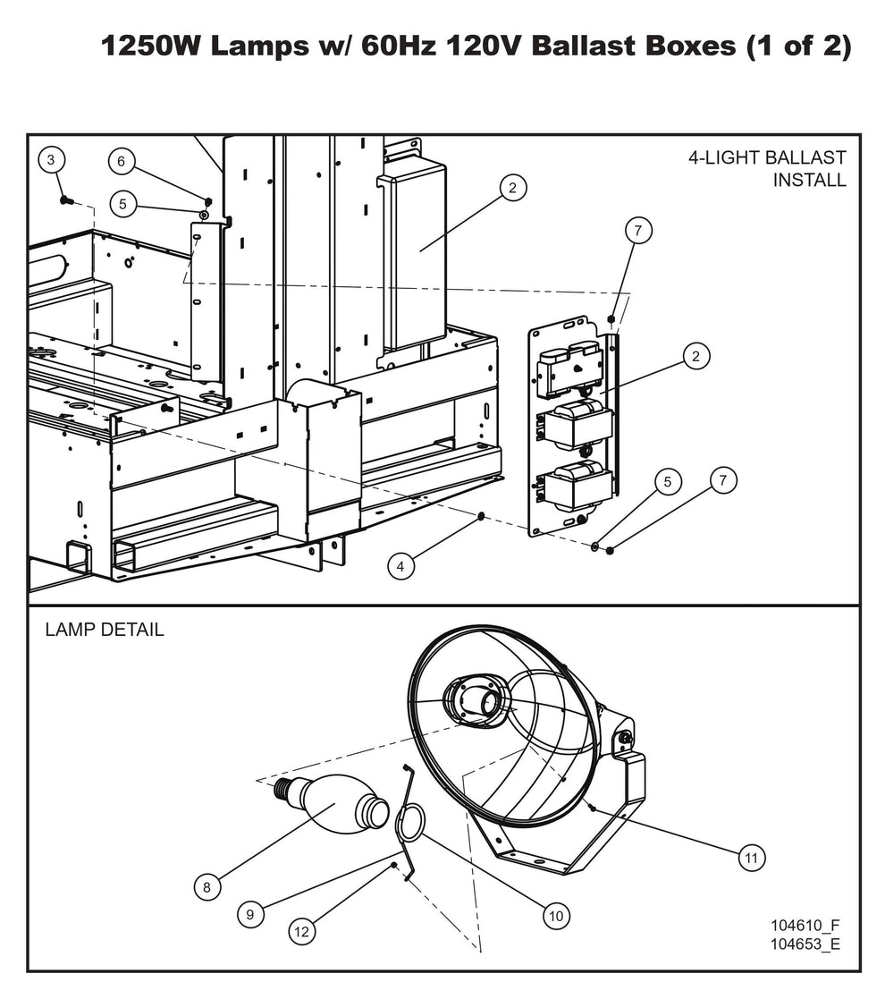 1250W Lamps w/ 60Hz 120V Ballast Boxes 1 Parts By Allmand