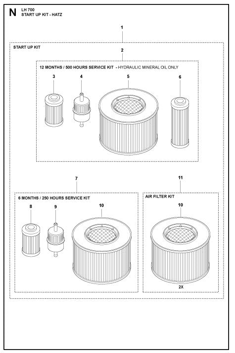 Start Up Kit - Hatz Assembly Parts For LH 700 By Husqvarna
