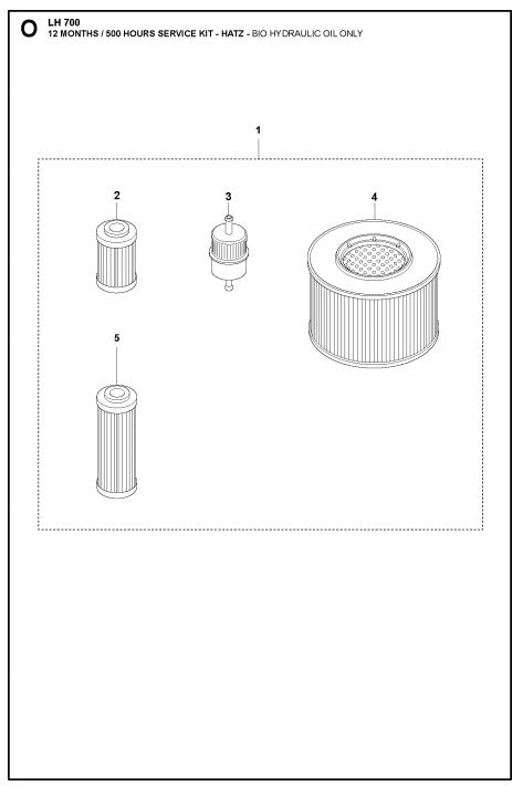 12 Months/500 Hours Service Kit - Hatz Assembly Parts For LH 700 By Husqvarna
