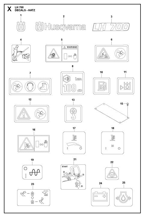 Decals - Hatz Assembly Parts For LH 700 By Husqvarna